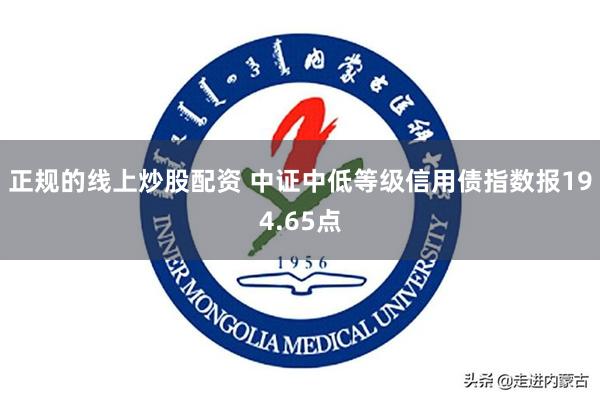 正规的线上炒股配资 中证中低等级信用债指数报194.65点