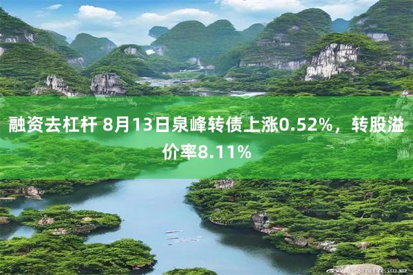 融资去杠杆 8月13日泉峰转债上涨0.52%，转股溢价率8.11%