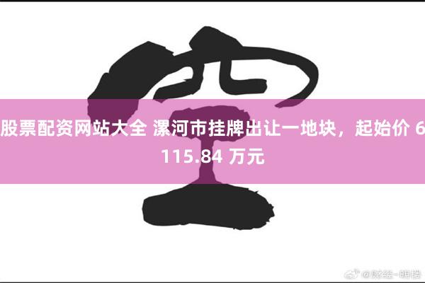 股票配资网站大全 漯河市挂牌出让一地块，起始价 6115.84 万元