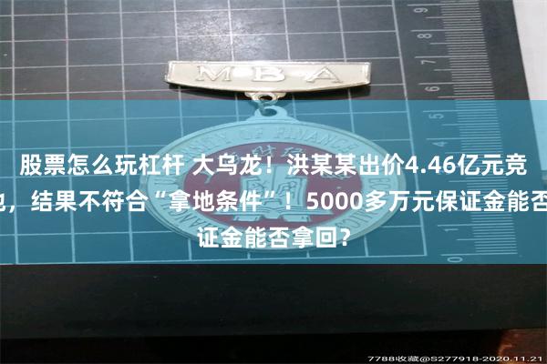 股票怎么玩杠杆 大乌龙！洪某某出价4.46亿元竞拍土地，结果不符合“拿地条件”！5000多万元保证金能否拿回？